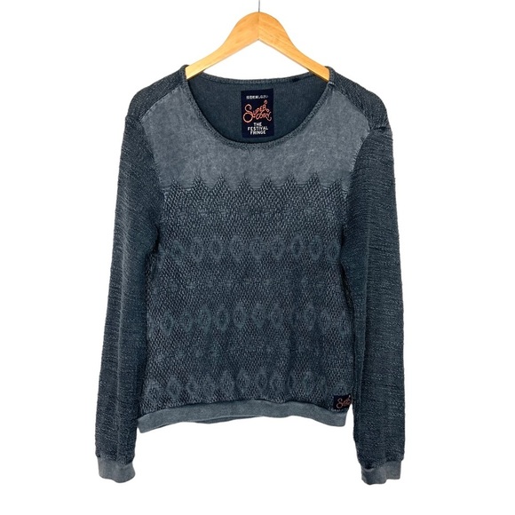Superdry Sweaters - Superdry Womens The Festival Fringe Sweater Size XS Gray Textured Long Sleeve